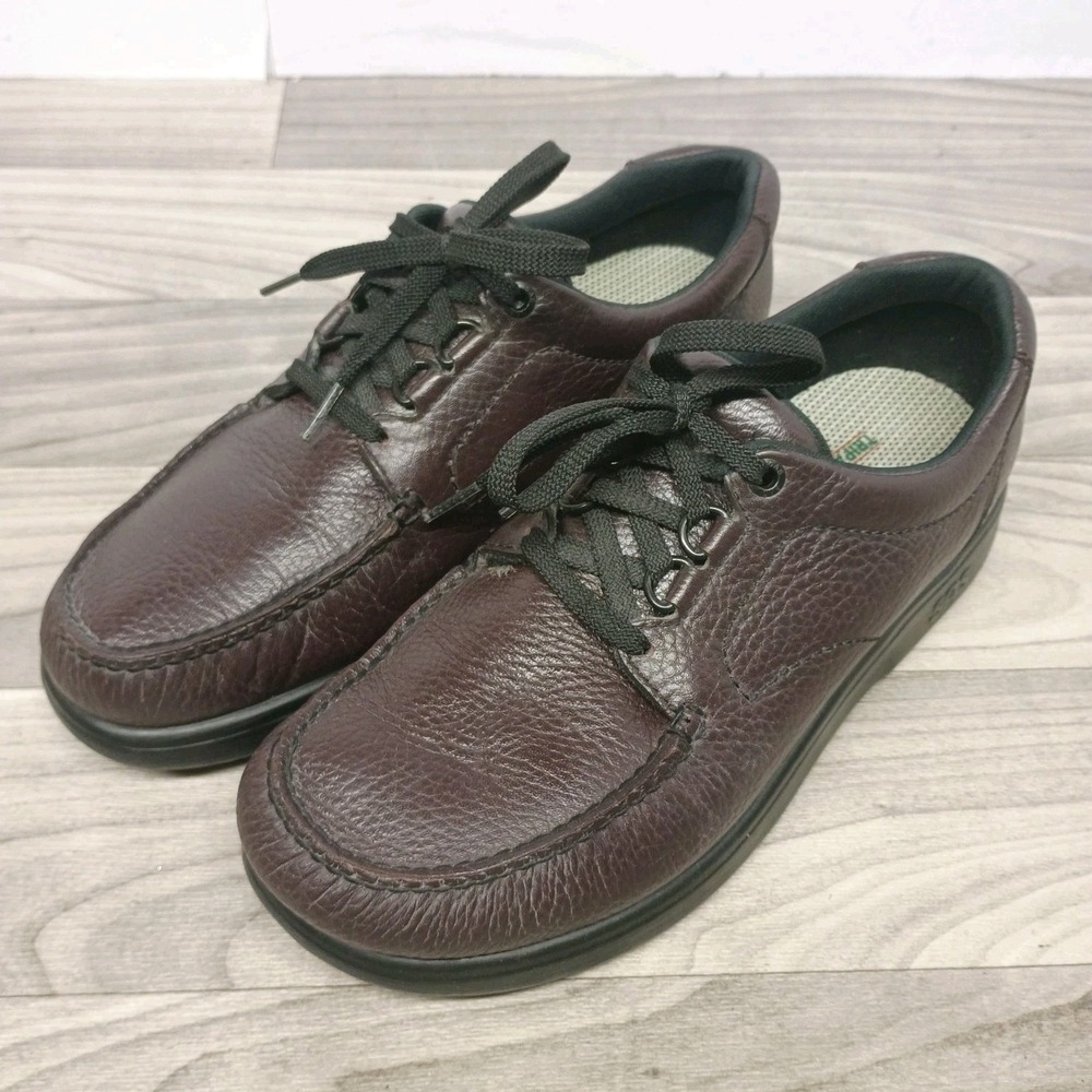 SAS Bout Time Men's 9.5 M Brown Leather Lace Up Loafer Moc Toe Comfort Shoes